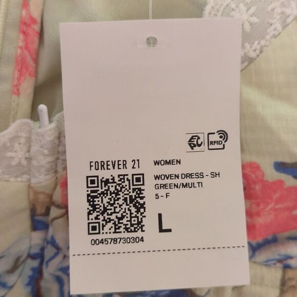 NWT Forever 21 Floral Print Mini Dress Green and Pink - Picture 6 of 7